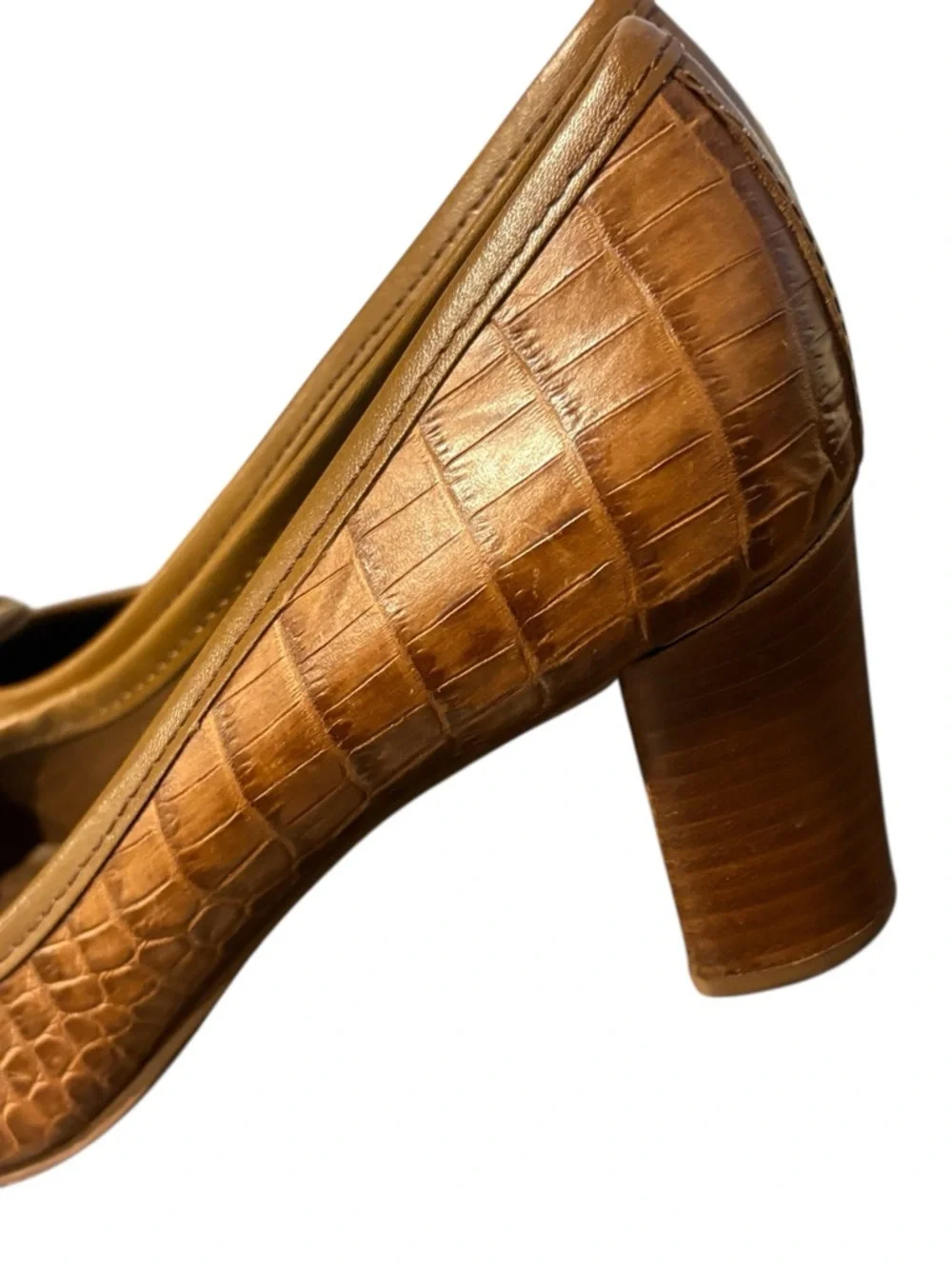 TORY BURCH Women’s Tan Crocodile Skin Style Heels Leather Size 9